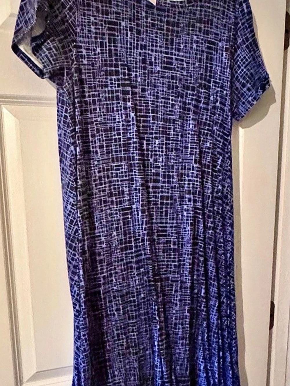 LuLaRoe Carly Geometric Maxi Dress Purple & Black Medium